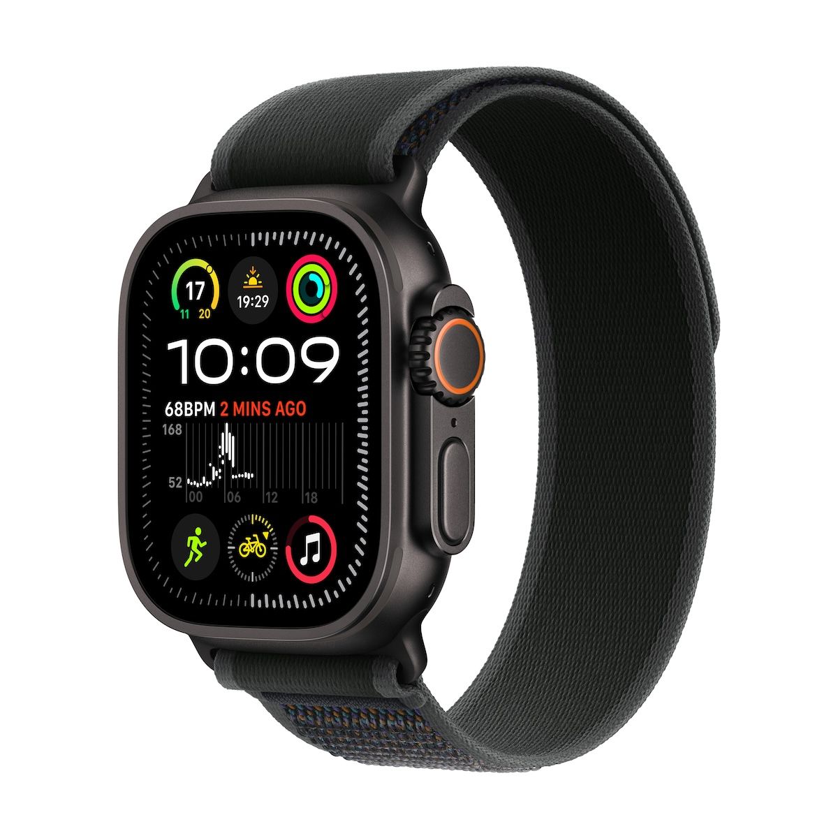 Apple Watch Ultra 2 v2 Cellular 49mm Black Titanium Case with Black Trail Loop M-L
