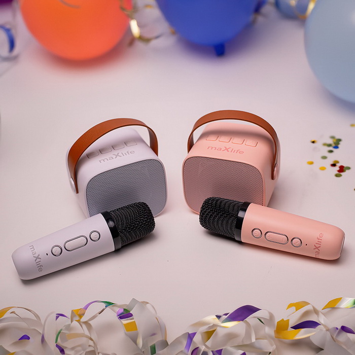 Speaker Maxlife MXKS-100 Mini Party KARAOKE w/BT, Microphone. microSD, USB, AUX-IN, LED White