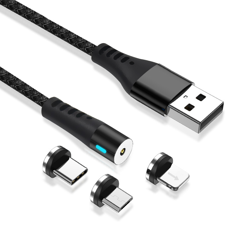 Cable USB 4in1 USB-A to Micro USB, USB-C, Lightning & USB-A 1m Magnetic Maxlife Black