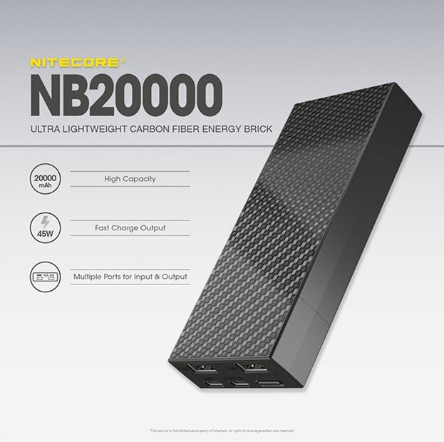 Power Bank Nitecore Fast Charge 20000mAh 45W Dual USB-A + Type-C Carbon Black