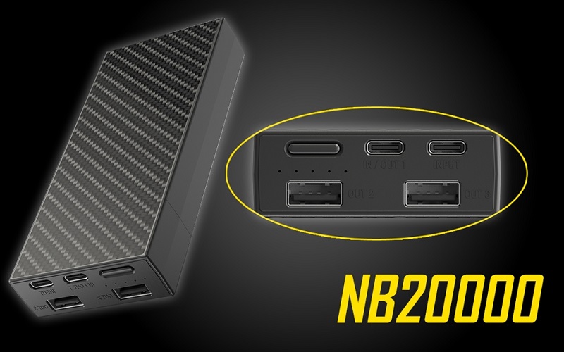 Power Bank Nitecore Fast Charge 20000mAh 45W Dual USB-A + Type-C Carbon Black