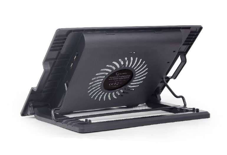 Notebook Stand Gembird up to 17.3"/1x150mm LED Fan/5 Levels/2xUSB Black