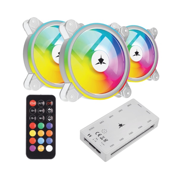 Case Fan 120x120x25 White Shark Nebula 2 ARGB KIT w/Remote & HUB White