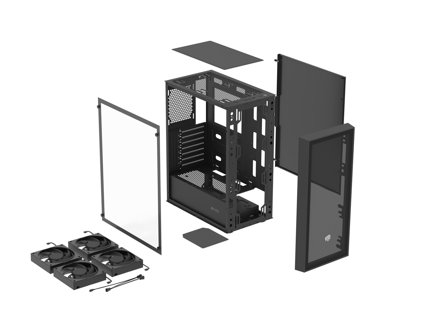 ATX Midi Tower Case Fury Shobo SH8F Gaming Black w/o PSU