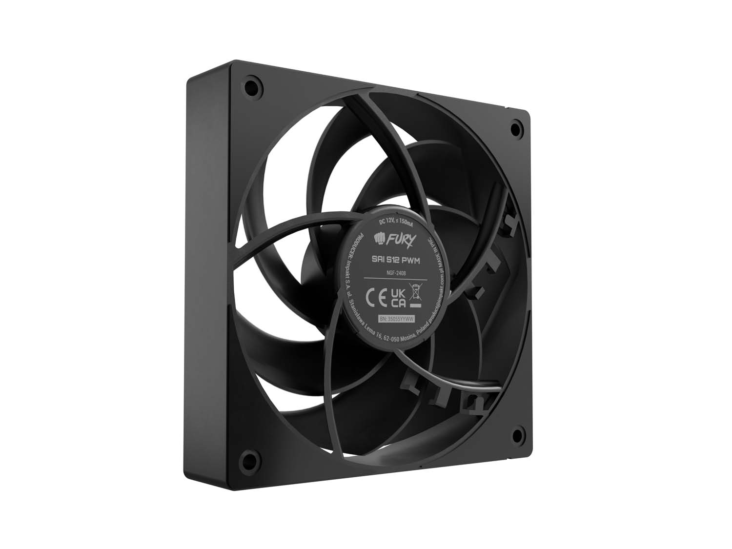 Case Fan 120x120x25 Fury Sai S12 1500rpm Black