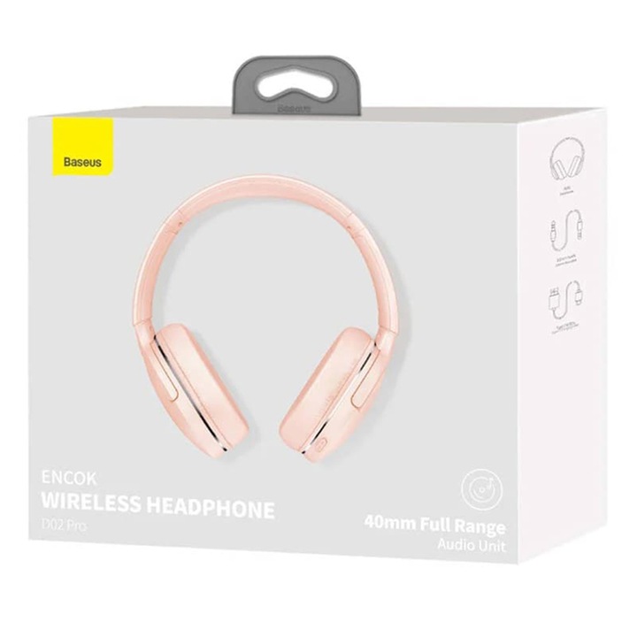 Headphones Baseus Encok D02 Pro Bluetooth Wireless Pink