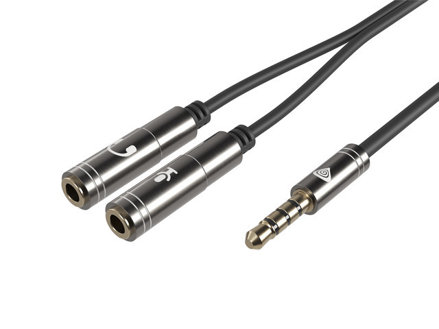 Cable Stereo Plug 3,5mm 4pin to Double Stereo Sockets 3,5mm 0.2m Audio PS4 Black Thul 200 Genesis