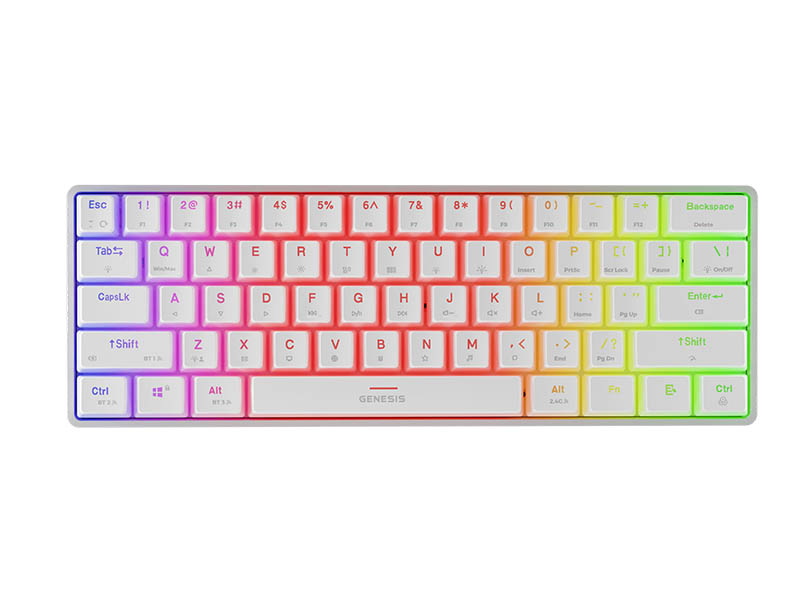 Keyboard Genesis Gaming Thor 660 G2 Wireless Mechanical 60% RGB White Gateron Brown Switches