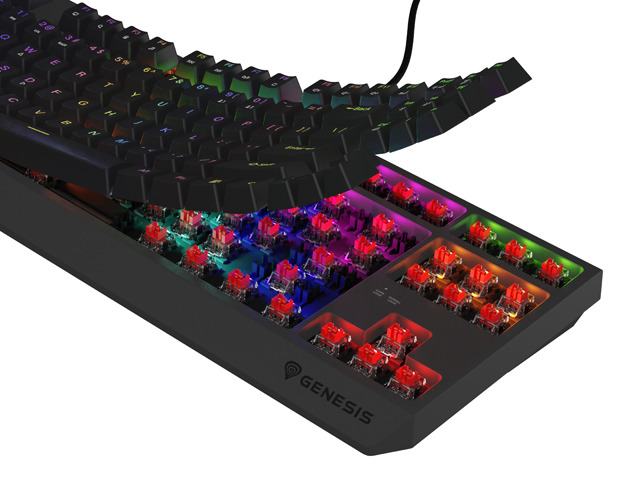 Keyboard Genesis Gaming Thor 230 TKL Lite Hot Swap Mechanical Outemu Red Switch RGB Black