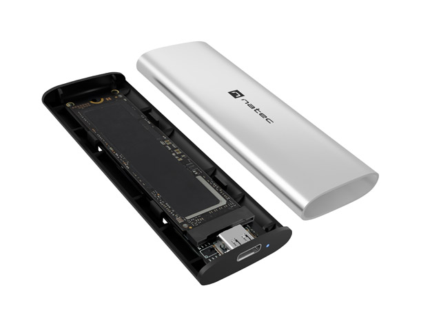 External Rack for SSD NVMe M.2/PCIe Natec Rhino Lite Type USB-C 3.2 Gen2 Arctic Silver