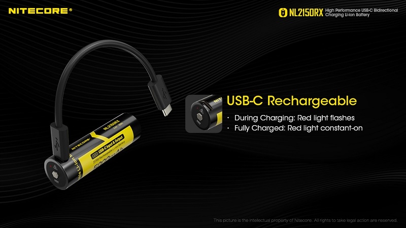 Battery Nitecore 21700 NL2150RX Rechargable 5000 mAh USB-C Power Bank