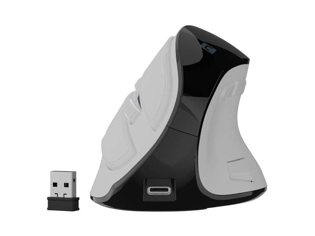 Mouse Natec Wireless Euphonie Pro Vertical Ergonomic BT 5.0 Silent 2400 DPI OLED White