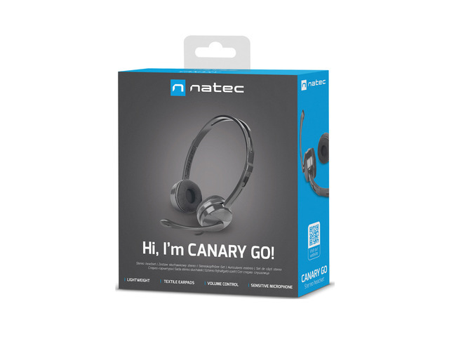 Headphones Natec Canary Go w/Microphone Black 4-Pin