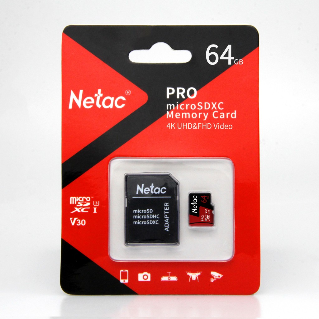 Secure Digital Micro Netac 64GB P500 Extreme Pro SDXC cl10 U1 V30 90MB Read