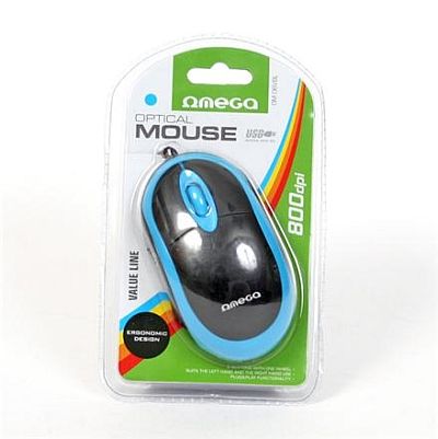 Mouse Omega OM-06VBL 3D Optical Black/Blue 1200DPI USB