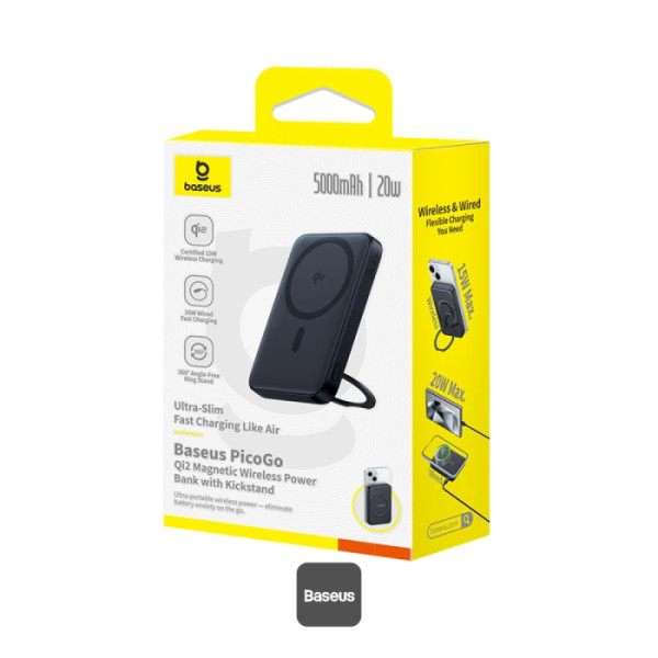 Power Bank Baseus PicoGo 5000mAh Magnetic Wireless Qi2 20W Black