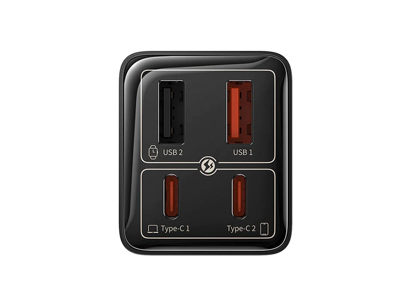 USB Universal Power Charger Baseus GaN6 Pro PD 65W 2xUSB-A + 2xType-A Black