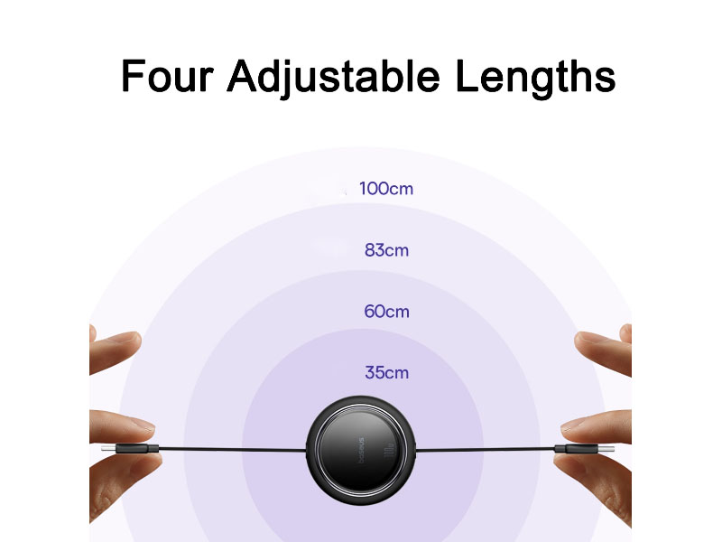 Cable USB 2.0 Type-C to Type-C 1m Retractable Baseus Free2Draw PD 100W Cluster Black