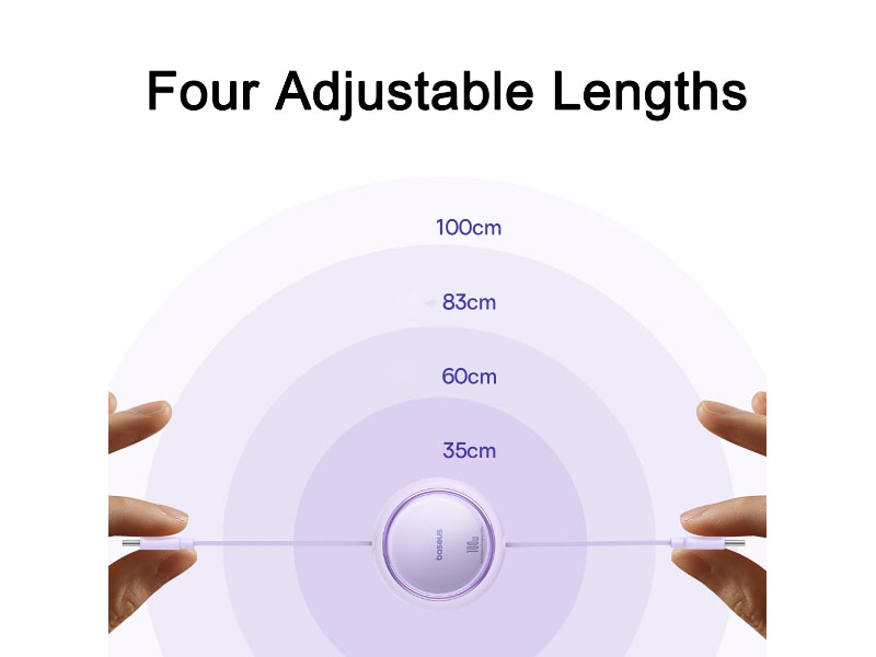 Cable USB 2.0 Type-C to Type-C 1m Retractable Baseus Free2Draw PD 100W Cluster Nebula Purple