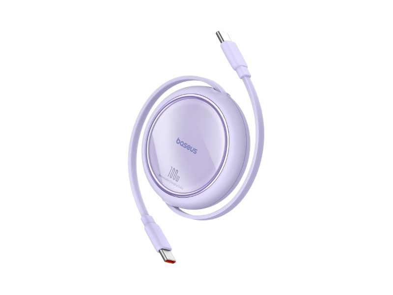 Cable USB 2.0 Type-C to Type-C 1m Retractable Baseus Free2Draw PD 100W Cluster Nebula Purple