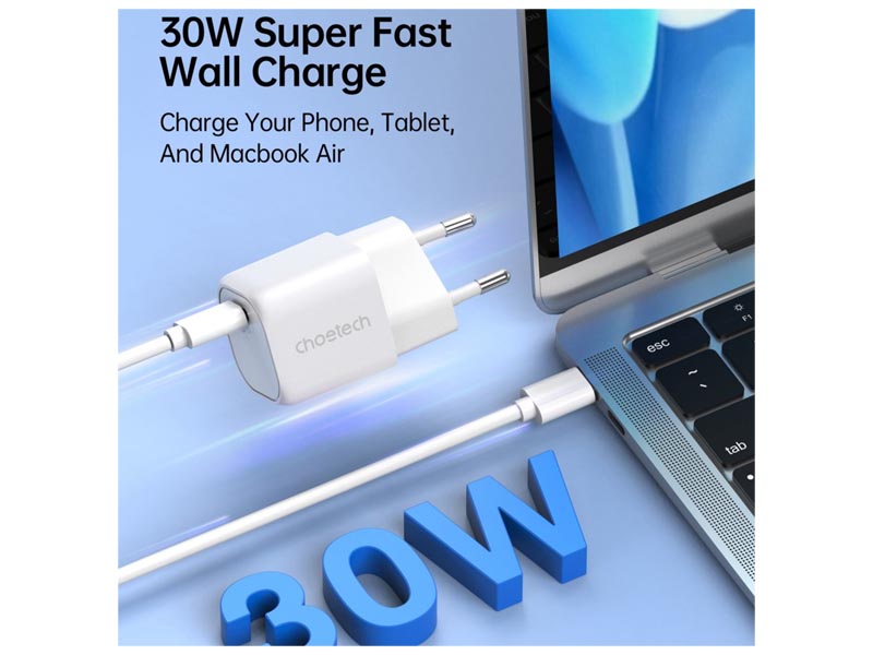 USB Universal Power Charger Choetech PD5007 Type-C 30W White