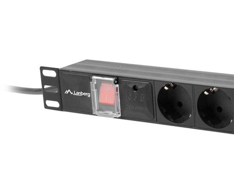 Power Distribution Unit (PDU) 19" Lanberg 1U 16A 2M 7X Schuko Ooutlers Black