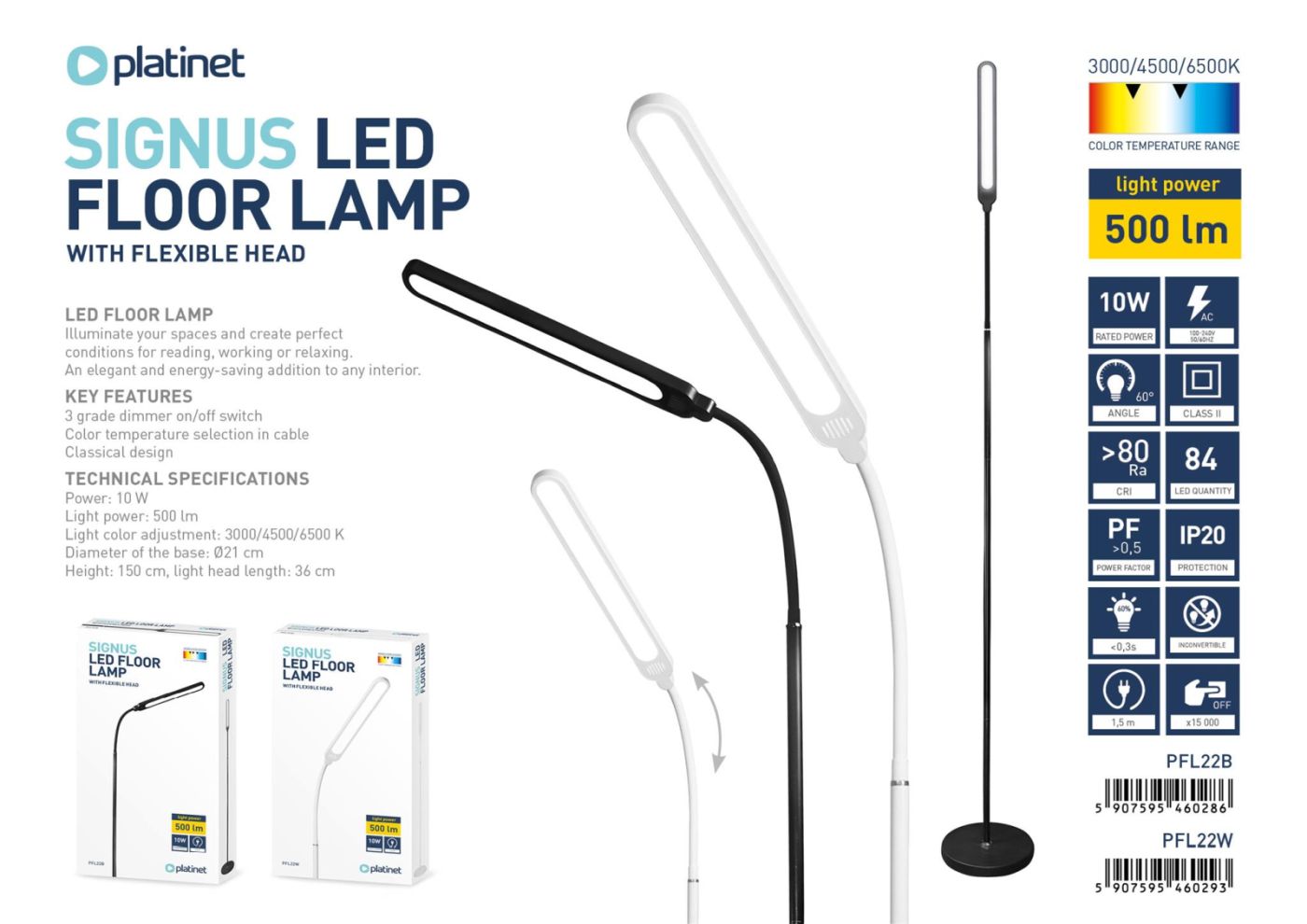 Floor Lamp LED Platinet Signus 10W White