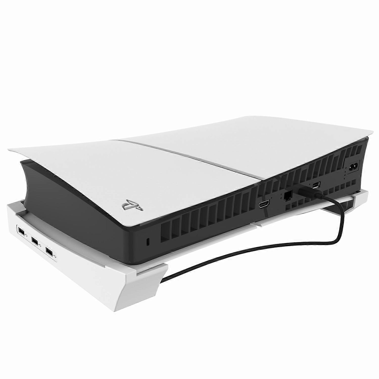 Ipega Horizontal Stand RGB for Playstation 5 Slim Disc/Digital - White w/USB Hub 2.0 x3 Ports