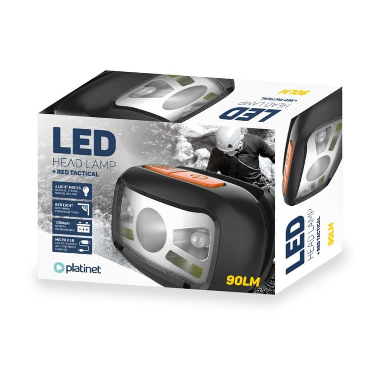 Flashlight Platinet Head Lamp 3W 270LM 1200mAh Rechargeable