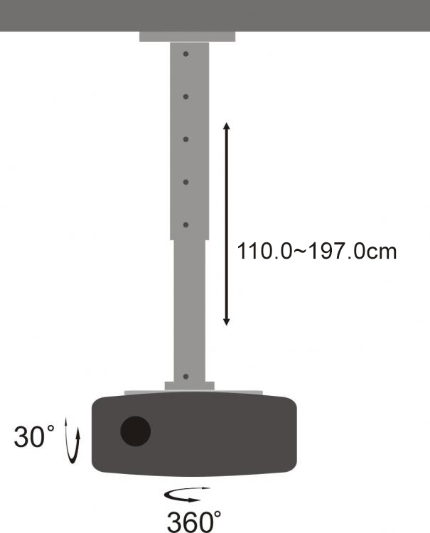Projector Ceiling mount SBOX PM-200XL 1100-1970mm Tilt Rotation