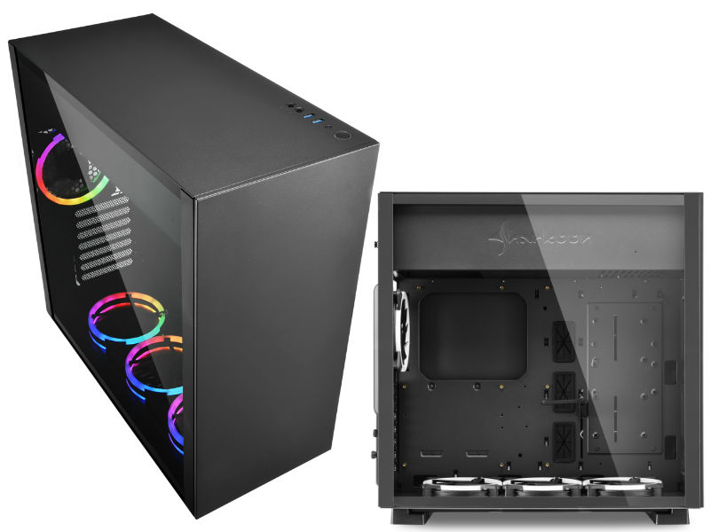 ATX / E-ATX Midi Tower Case Sharkoon PURE STEEL RGB Black Gaming w/2xUSB 3.0, 4x120mm RGB Fans