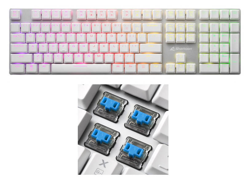 Keyboard Sharkoon PureWriter RGB Mechanical Gaming w/RGB Illumination - Kailh Blue Switch White
