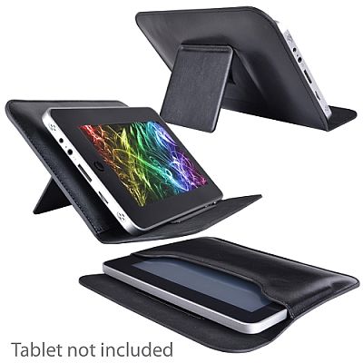 Tablet Protective Leather Pouch for 7" Tablets w/Kickstand Black