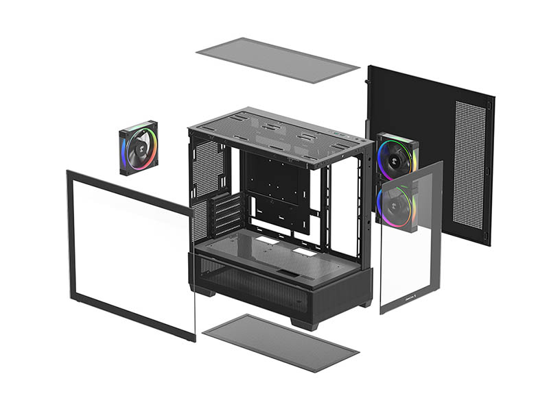 ATX Micro Case Deepcool CG380 3F Black Panoramic Glass w/USB 3.0 x2, 3x120mm ARGB Fans