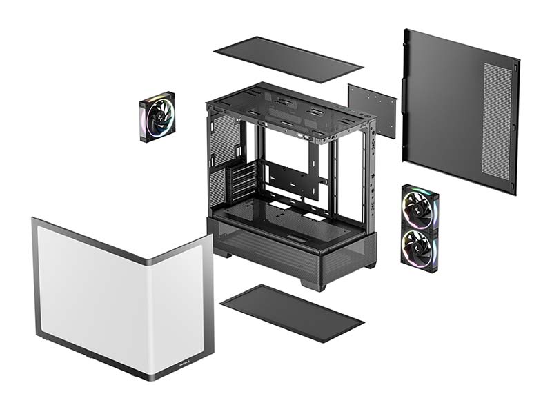 ATX Micro Case Deepcool CG380U 3F Black Curved Panoramic Glass w/USB 3.0 x2, 3x120mm ARGB Fans