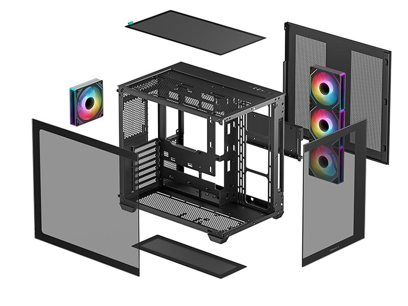 ATX Midi Tower Case Deepcool CG530 4F Black Panoramic Glass w/USB 3.0 x2, 4x120mm ARGB Fans