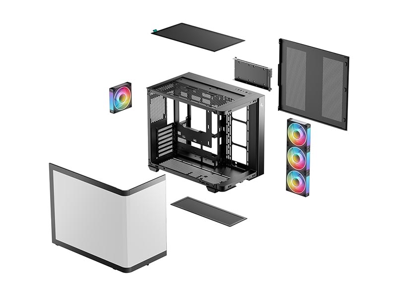 ATX Midi Tower Case Deepcool CG530U 4F Black Curved Panoramic Glass w/USB 3.0, 4x120mm ARGB Fans