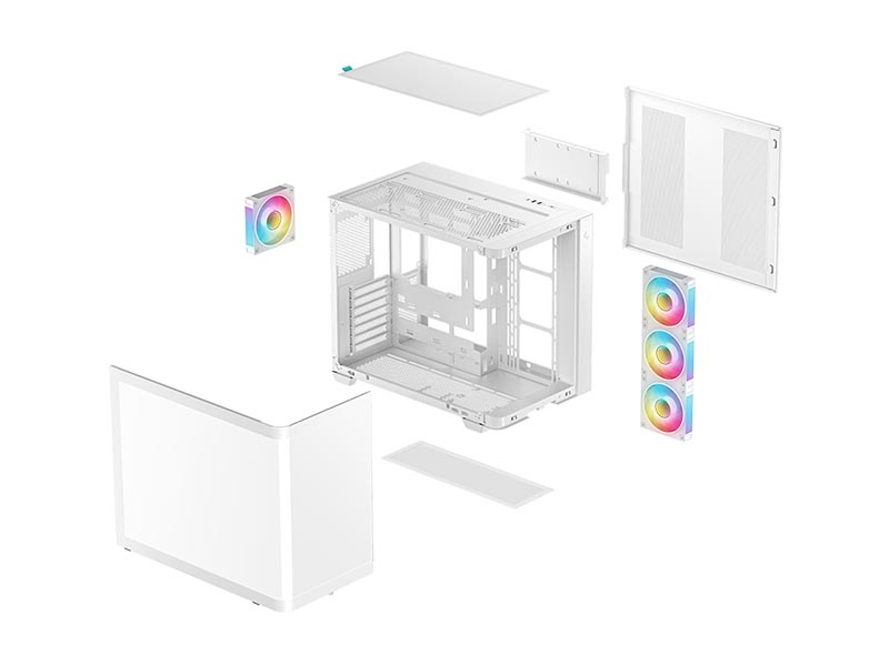 ATX Midi Tower Case Deepcool CG530U 4F White Curved Panoramic Glass w/USB 3.0, 4x120mm ARGB Fans