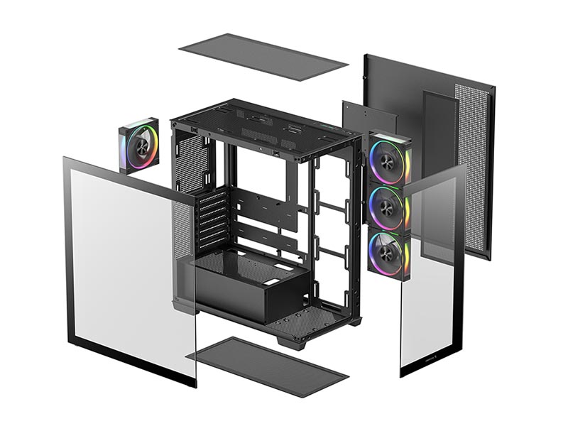 ATX Midi Tower Case Deepcool CG580 4F V2 Black Panoramic Glass w/USB 3.0 x2, 4x120mm ARGB Fans