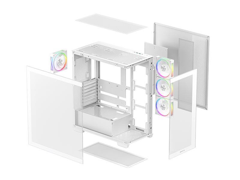 ATX Midi Tower Case Deepcool CG580 4F V2 WH Panoramic Glass w/USB 3.0 x2, 4x120mm ARGB Fans White