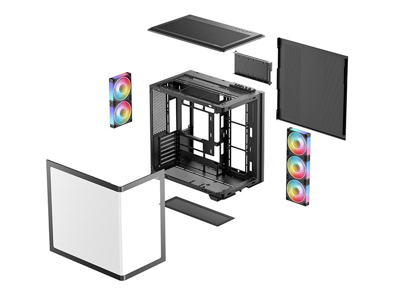 ATX Midi Tower Case Deepcool CG590U 5F Black Curved Panoramic Glass w/USB 3.0 х2, 5x120mm ARGB Fans