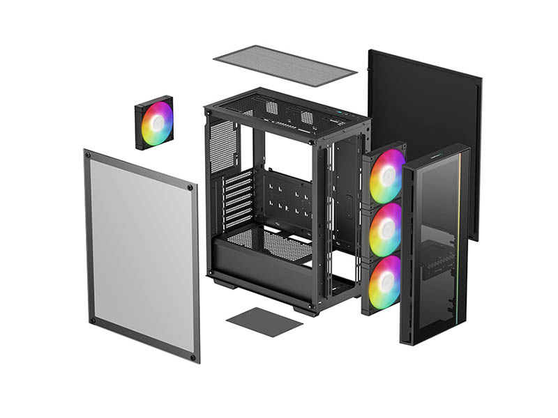 ATX Midi Tower Case Deepcool MATREXX55 V4 C Black w/USB3.0,2x USB2.0,x4 RGB Fans