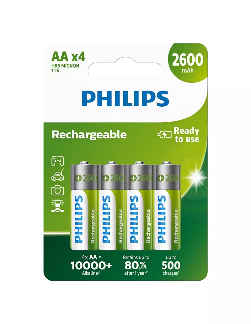 Batteries Philips Rechargable AA 4pack 2600 mAh