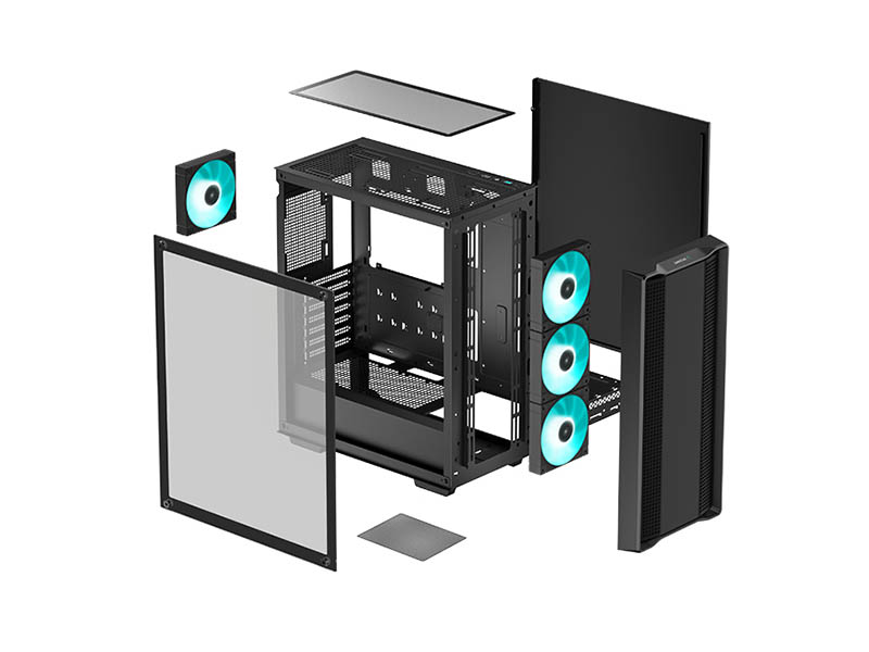 ATX Midi Tower Case Deepcool CC560 V2 Black w/USB 3.0, USB 2.0, 4x 120mm LED Fans