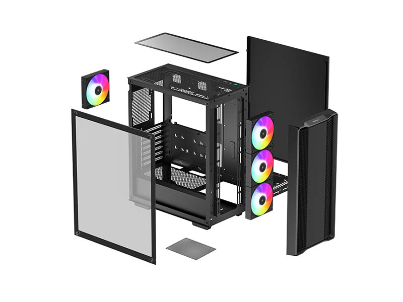 ATX Midi Tower Case Deepcool CC560 V2 ARGB Black w/USB 3.0, USB 2.0, 4x 120mm LED Fans