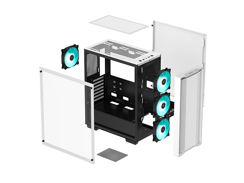 ATX Midi Tower Case Deepcool CC560 V2 White w/USB 3.0, USB 2.0, 4x 120mm LED Fans