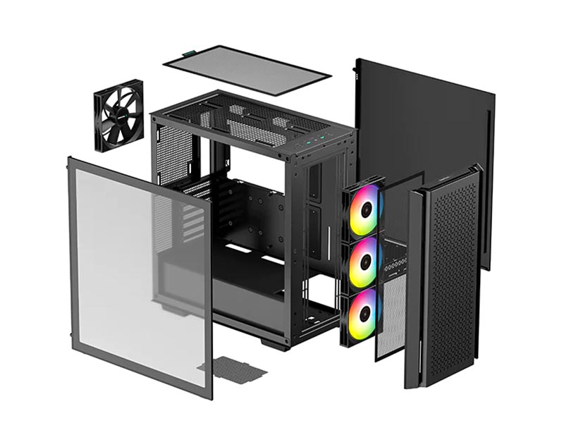 ATX / E-ATX Midi Tower Case Deepcool CG560 Black w/USB 3.0, USB 2.0, 3x 120mm ARGB LED,1x 140mm Fans