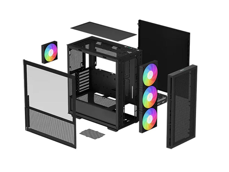 ATX / E-ATX Midi Tower Case Deepcool CH560 Black ARGB w/USB 3.0, Type-C, 3x 140mm, 1x 120mm LED Fans