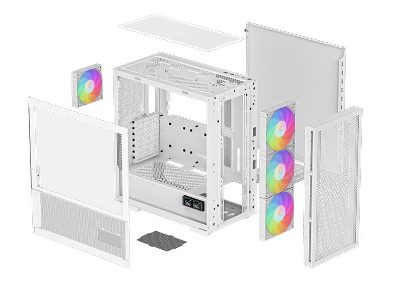 ATX / E-ATX Midi Tower Case Deepcool CH560 Digital White w/USB 3.0, 3x 140mm, 1x 120mm LED Fans