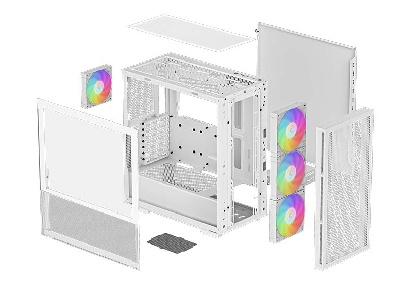 ATX / E-ATX Midi Tower Case Deepcool CH560 White ARGB w/USB 3.0, Type-C, 3x 140mm, 1x 120mm LED Fans